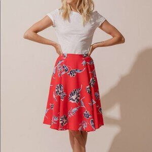 YUMI KIM Cassie Floral Skirt 100% Silk Hello Beautiful Red Blue Women's Sz L B45